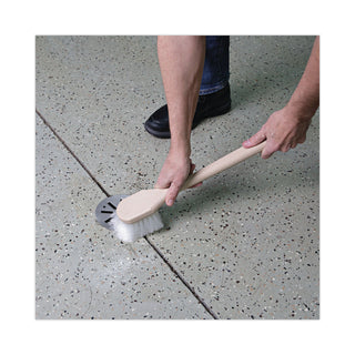 Boardwalk® Utility Brush, Cream Nylon Bristles, 5.5" Brush, 14.5" Tan Plastic Handle (BWK4420)