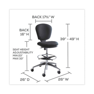 Safco® Metro Collection Extended-Height Chair, Supports up to 250 lbs., Black Seat/Black Back, Chrome Base (SAF3442BL)