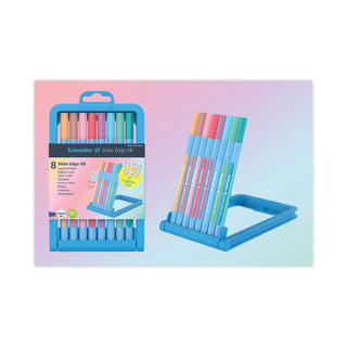 Schneider® Slider Edge XB Pastel Ballpoint Pens with Convertible Case/Stand, Stick, Extra-Bold 1.4mm, Assorted Ink/Barrel Colors, 8/Set (RED152289)