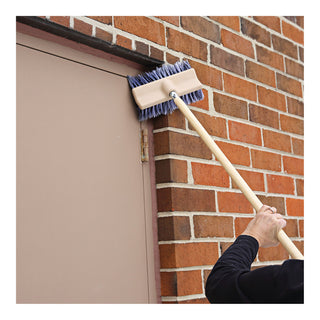 Boardwalk® Dual-Surface Black Polypropylene Bristles, 10" Brush, Brown Plastic Handle (BWK8420)