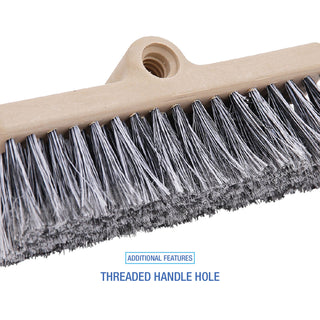 Boardwalk® Dual-Surface Black Polypropylene Bristles, 10" Brush, Brown Plastic Handle (BWK8420)