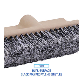 Boardwalk® Dual-Surface Black Polypropylene Bristles, 10" Brush, Brown Plastic Handle (BWK8420)