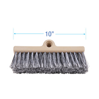 Boardwalk® Dual-Surface Black Polypropylene Bristles, 10" Brush, Brown Plastic Handle (BWK8420)