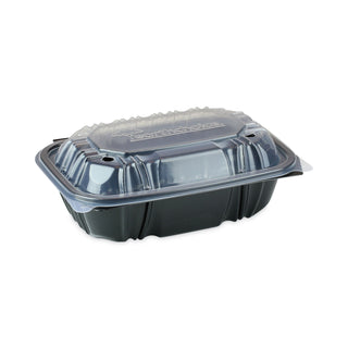 Pactiv Evergreen EarthChoice Dual Color Hinged-Lid Takeout Container, 34 oz, 9 x 6 x 3, 1-Compartment, Black/Clear, 140/Carton (PCTDC961000B000)