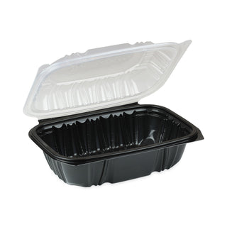 Pactiv Evergreen EarthChoice Dual Color Hinged-Lid Takeout Container, 34 oz, 9 x 6 x 3, 1-Compartment, Black/Clear, 140/Carton (PCTDC961000B000)