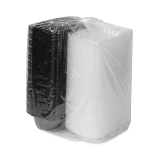 Pactiv Evergreen EarthChoice Dual Color Hinged-Lid Takeout Container, 34 oz, 9 x 6 x 3, 1-Compartment, Black/Clear, 140/Carton (PCTDC961000B000)