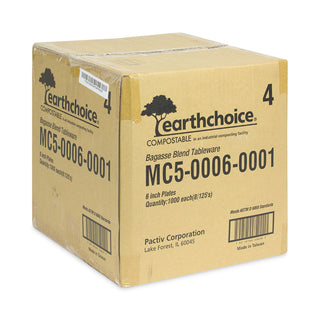 Pactiv Evergreen EarthChoice Compostable Fiber-Blend Bagasse Dinnerware, Plate, 6" Diameter, Natural, 1,000/Carton (PCTMC500060001)