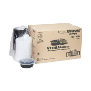 Pactiv Evergreen VERSAtainers, 1-Comp, Black/Clear, 16oz, 6"dia, 150/Carton (PACNC718B)