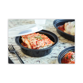 Pactiv Evergreen VERSAtainers, 1-Comp, Black/Clear, 16oz, 6"dia, 150/Carton (PACNC718B)