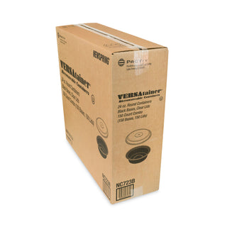 Pactiv Evergreen VERSAtainers, 1-Comp, Black/Clear, 24oz, 7"dia, 150/Carton (PACNC723B)
