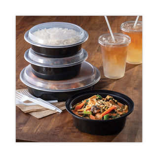 Pactiv Evergreen VERSAtainers, 1-Comp, Black/Clear, 24oz, 7"dia, 150/Carton (PACNC723B)