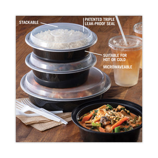 Pactiv Evergreen VERSAtainers, 1-Comp, Black/Clear, 24oz, 7"dia, 150/Carton (PACNC723B)