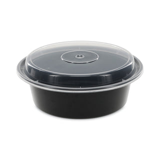 Pactiv Evergreen VERSAtainers, Black/Clear, 32 oz, 7"Dia x 2"H, 150/Carton (PACNC729B)