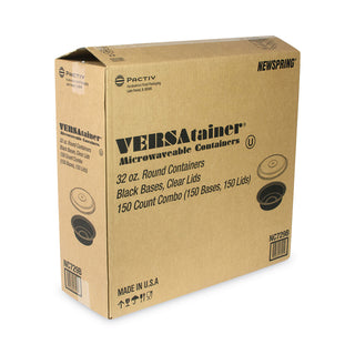 Pactiv Evergreen VERSAtainers, Black/Clear, 32 oz, 7"Dia x 2"H, 150/Carton (PACNC729B)
