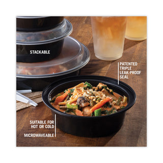 Pactiv Evergreen VERSAtainers, Black/Clear, 32 oz, 7"Dia x 2"H, 150/Carton (PACNC729B)