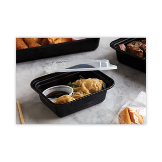 Pactiv Evergreen Rectangular Microwavable Container with Lid, 12 OZ, Black (PACNC818B)