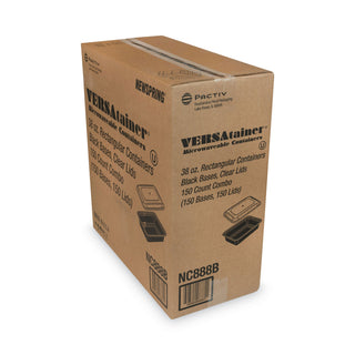 Pactiv Evergreen VERSAtainers, Black/Clear, 38oz, 6w x 8 1/2d x 2h, 150/Carton (PACNC888B)
