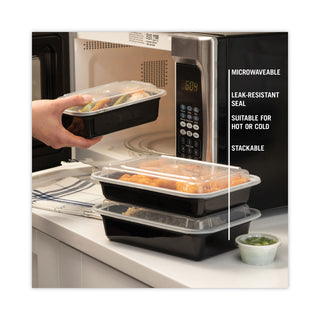 Pactiv Evergreen VERSAtainers, Black/Clear, 38oz, 6w x 8 1/2d x 2h, 150/Carton (PACNC888B)