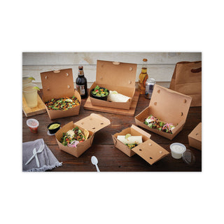 Pactiv Evergreen EarthChoice OneBox Paper Box, 55 oz, 9 x 4.85 x 2, Kraft, 100/Carton (PCTNOB02KEC)