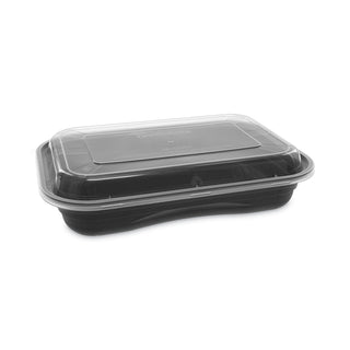 Pactiv Evergreen EarthChoice Versa2Go Microwaveable Containers, 8.4 x 5.6 x 1.4, 27 oz, 1-Compartment, Black/Clear, 150/Carton (PCTNV2GRT2786B)