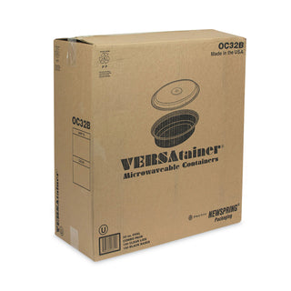 Pactiv Evergreen VERSAtainer Containers, Oval, 9.1 x 6.7 x 1.9, Black/Clear, 150/Carton (PCTOC32B)