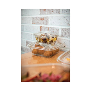 Pactiv Evergreen EarthChoice Recycled PET Square Base Salad Containers, 5 x 5 x 1.75, 16 oz, Clear, 504/Carton (PCTSAC0516)