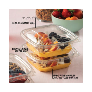 Pactiv Evergreen EarthChoice Recycled PET Square Base Salad Containers, 7 x 7 x 2, 32 oz, Clear, 300/Carton (PCTSAC0732)