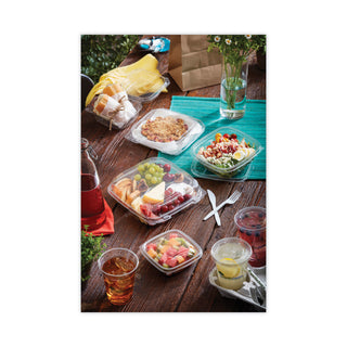 Pactiv Evergreen EarthChoice PET Hinged Lid Deli Container, 7.31 x 5.88 x 3.25, 32 oz, 1-Compartment, Clear, 280/Carton (PCTYCA910320000)