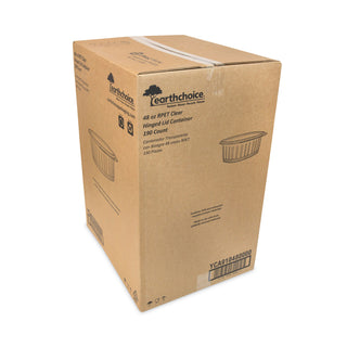 Pactiv Evergreen EarthChoice PET Hinged Lid Deli Containers, 8.88 x 7.25 x 2.94, 48 oz, 1-Compartment, Clear, 190/Carton (PCTYCA910480000)