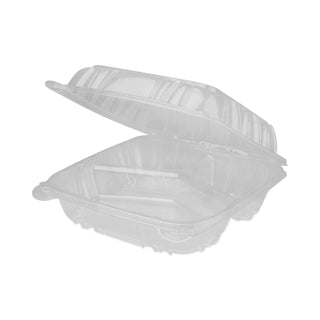 Pactiv Evergreen Sensation SmartLock Clear Hinged Lid Containers, 3-Compartment, 8.24 x 8.34 x 3.05, Clear, 200/Carton (PCTYCI821230000)