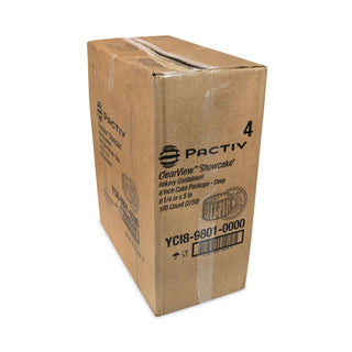 Pactiv Evergreen Round ShowCake 2-Part Cake Container, Deep 8" Cake Container, 9.25" Diameter x 5"h, Clear, 100/Carton (PCTYCI898010000)