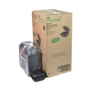 Pactiv Evergreen EarthChoice SmartLock Microwavable Hinged Lid Containers, 5.75 x 5.95 x 3.1, Black, 400/Carton (PCTYCNB06000000)