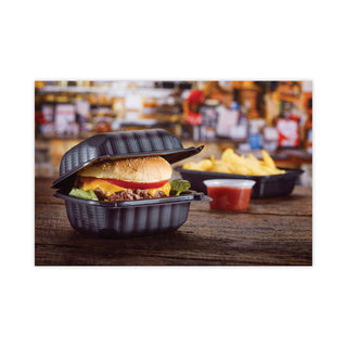 Pactiv Evergreen EarthChoice SmartLock Microwavable Hinged Lid Containers, 5.75 x 5.95 x 3.1, Black, 400/Carton (PCTYCNB06000000)