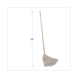 Boardwalk® Handle/Deck Mops, #24 White Cotton Head, 54" Natural Wood Handle, 6/Pack (UNS124C)