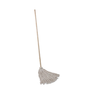 Boardwalk® Handle/Deck Mops, #24 White Cotton Head, 54" Natural Wood Handle, 6/Pack (UNS124C)