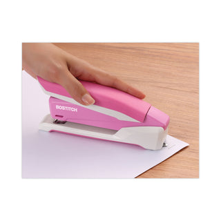 Bostitch® InCourage Spring-Powered Desktop Stapler, 20-Sheet Capacity, Pink/White (ACI1188)