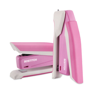 Bostitch® InCourage Spring-Powered Desktop Stapler, 20-Sheet Capacity, Pink/White (ACI1188)