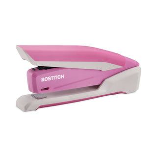 Bostitch® InCourage Spring-Powered Desktop Stapler, 20-Sheet Capacity, Pink/White (ACI1188)