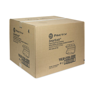 Pactiv Evergreen SmartLock Foam Hinged Containers, Medium, 8.75 x 4.5 x 3.13, 1-Compartment, White, 440/Carton (PCTYHLW01840000)