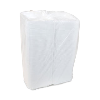 Pactiv Evergreen Foam Hinged Lid Containers, Dual Tab Lock Economy, 8.42 x 8.15 x 3, 1-Compartment, White, 150/Carton (PCTYTD18801ECON)