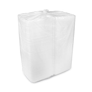 Pactiv Evergreen Foam Hinged Lid Containers, Dual Tab Lock, 9.13 x 9 x 3.25, 1-Compartment, White, 150/Carton (PCTYTD199010000)