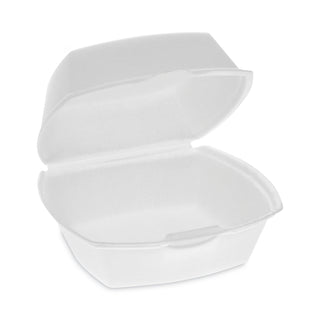 Pactiv Evergreen Foam Hinged Lid Containers, Single Tab Lock, 5.13 x 5.13 x 2.5, 1-Compartment, White, 500/Carton (PCTYTH100790000)