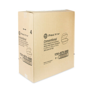 Pactiv Evergreen Foam Hinged Lid Containers, Single Tab Lock, 5.13 x 5.13 x 2.5, 1-Compartment, White, 500/Carton (PCTYTH100790000)