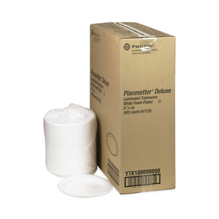 Pactiv Evergreen Laminated Foam Dinnerware, Plate, 8.88" Diameter, White, 500/Carton (PCTYTK100090000)