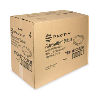 Pactiv Evergreen Laminated Foam Dinnerware, Bowl, 12 oz, 6" Diameter, White, 1,000/Carton (YTK100120000)