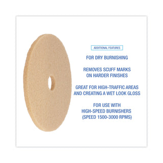 Boardwalk® Burnishing Floor Pads, 20" Diameter, Tan, 5/Carton (PMP4020ULT)