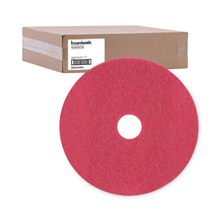 Boardwalk® Buffing Floor Pads, 20" Diameter, Red, 5/Carton (PAD4020RED)