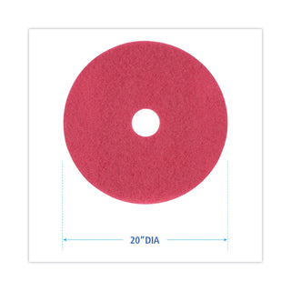 Boardwalk® Buffing Floor Pads, 20" Diameter, Red, 5/Carton (PAD4020RED)