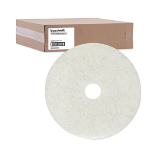 Boardwalk® Natural Burnishing Floor Pads, 20" Diameter, White, 5/Carton (PAD4020NAT)