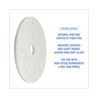 Boardwalk® Natural Burnishing Floor Pads, 20" Diameter, White, 5/Carton (PAD4020NAT)